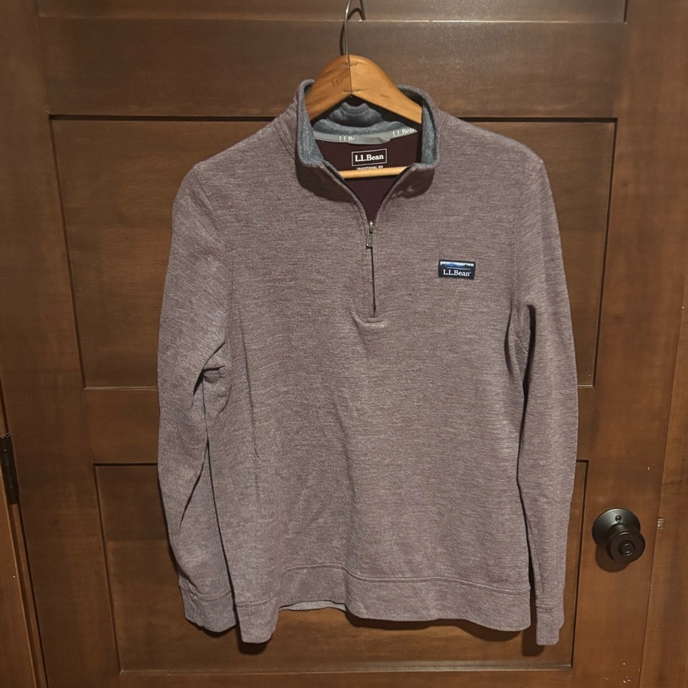 L.L. Bean Men's Quarter-Zip Pullover Sweater in Maroon Heather